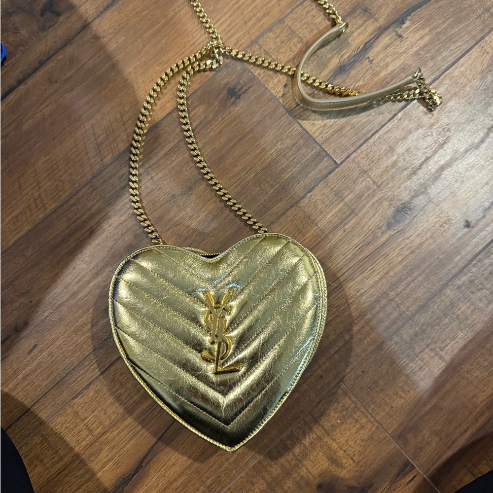 YSL Gold Heart-Shaped Crossbody Bag